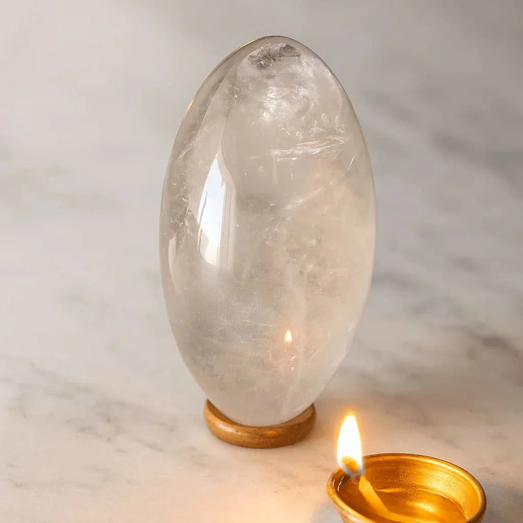 Sphatik Crystal Shiva Lingam for Puja Meditation Vastu Home Temple Spiritual Worship