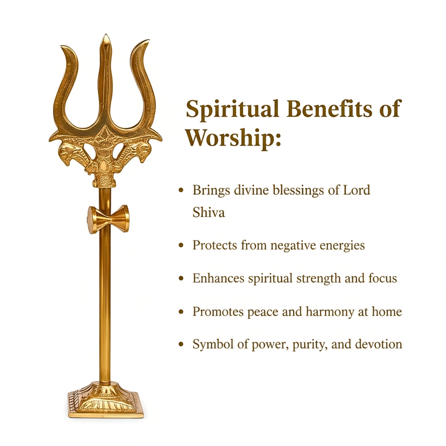 Premium Brass Trishul with Damru Stand