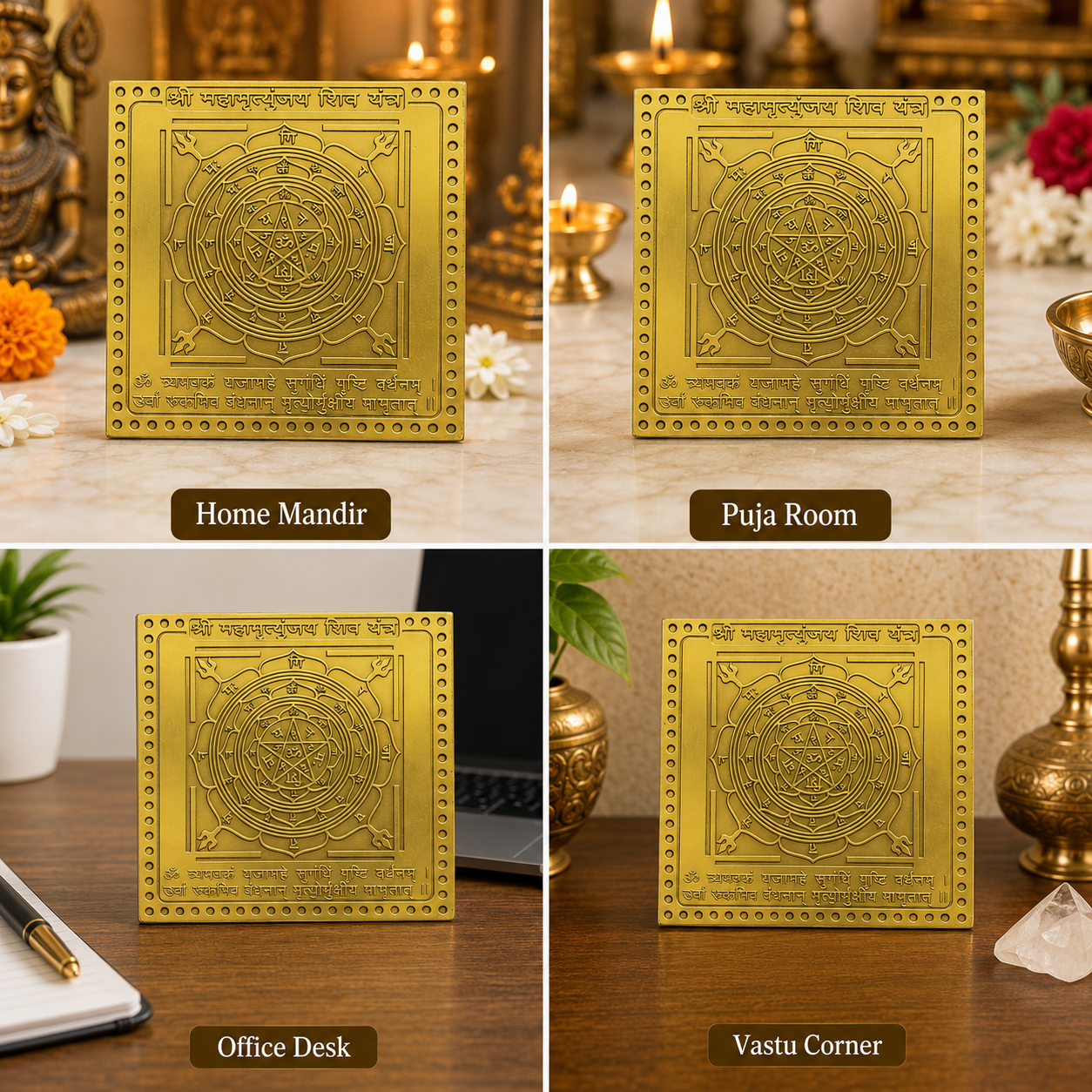 Brass Mahamrityunjay Shiv Yantra | Lord Shiva Vastu Yantra for Pooja, Protection & Positive Energy