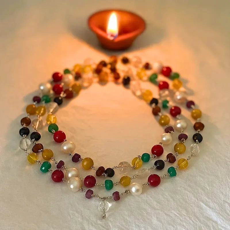 Navratna Gemstone Mala 108 Beads for Meditation Healing Prayer Yoga and Spirituality