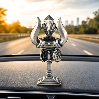 Trishul Damru Om Dashboard Idol with Shivling – Lord Shiva Spiritual Car & Home Decor