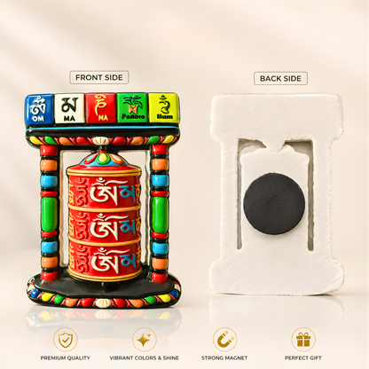 Tibetan Prayer Wheel Fridge Magnet | Om Mani Padme Hum Souvenir, Colorful Buddhist Magnet Gift