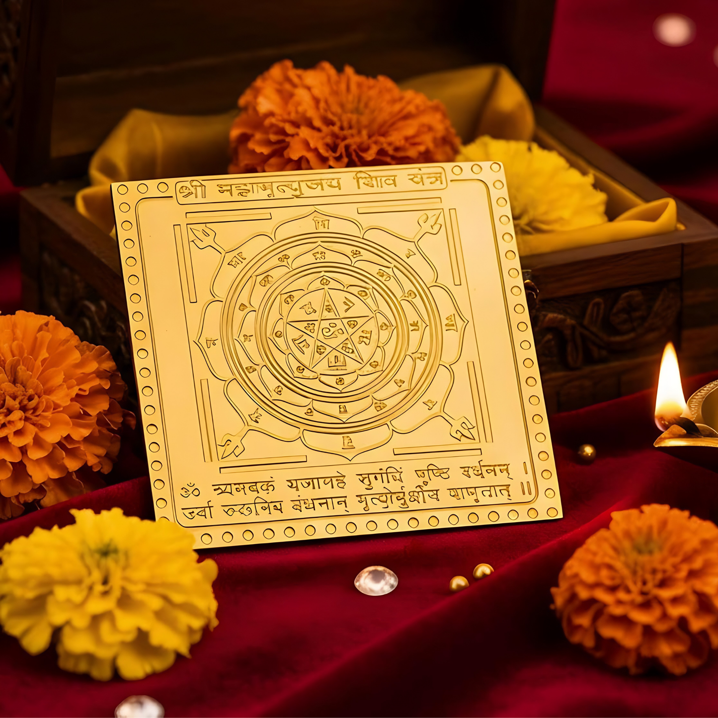 Brass Mahamrityunjay Shiv Yantra | Lord Shiva Vastu Yantra for Pooja, Protection & Positive Energy