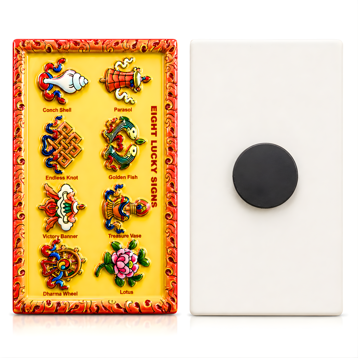 Eight Lucky Signs Fridge Magnet | Buddhist Ashtamangala Souvenir Magnet for Refrigerator, Home Decor