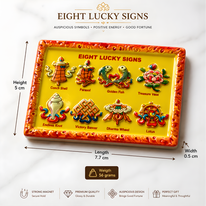 Eight Lucky Signs Fridge Magnet | Buddhist Ashtamangala Souvenir Magnet for Refrigerator, Home Decor