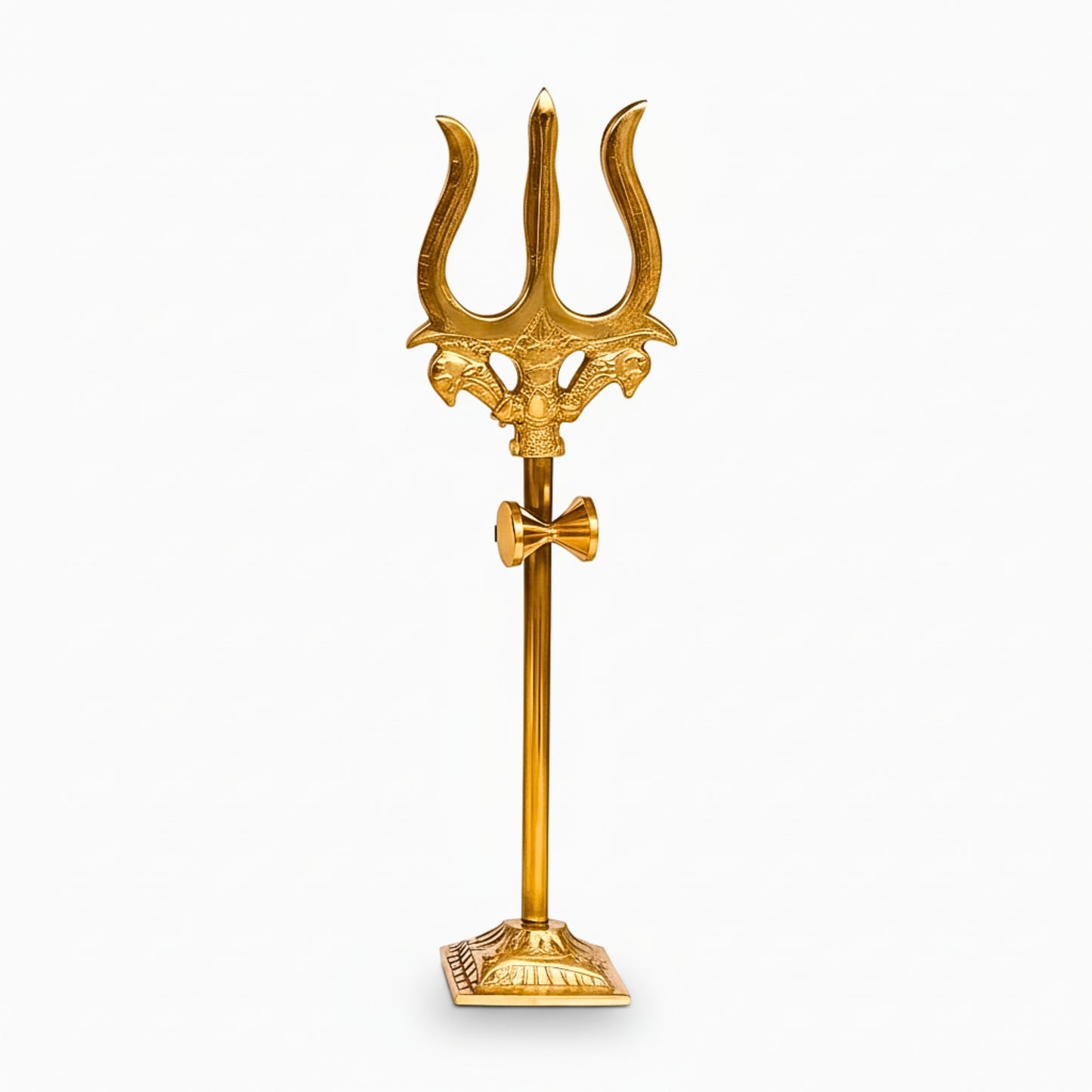 Premium Brass Trishul with Damru Stand