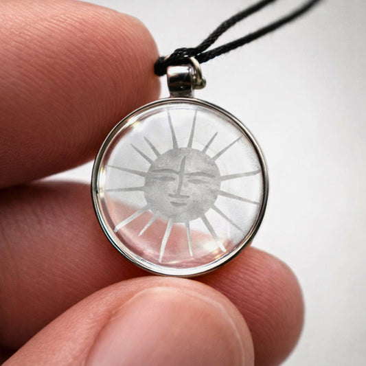 Minimalist Sun Face Glass Pendant Necklace