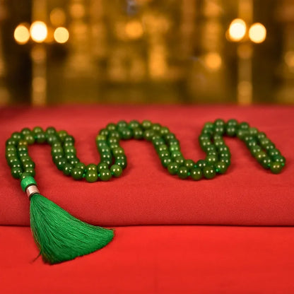 Green Jade Japa Mala 108 Beads for Meditation Prayer Puja and Mantra Chanting