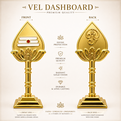 Murugan Vel Dashboard Idol – Sacred Lord Kartikeya Spiritual Decor for Car & Home