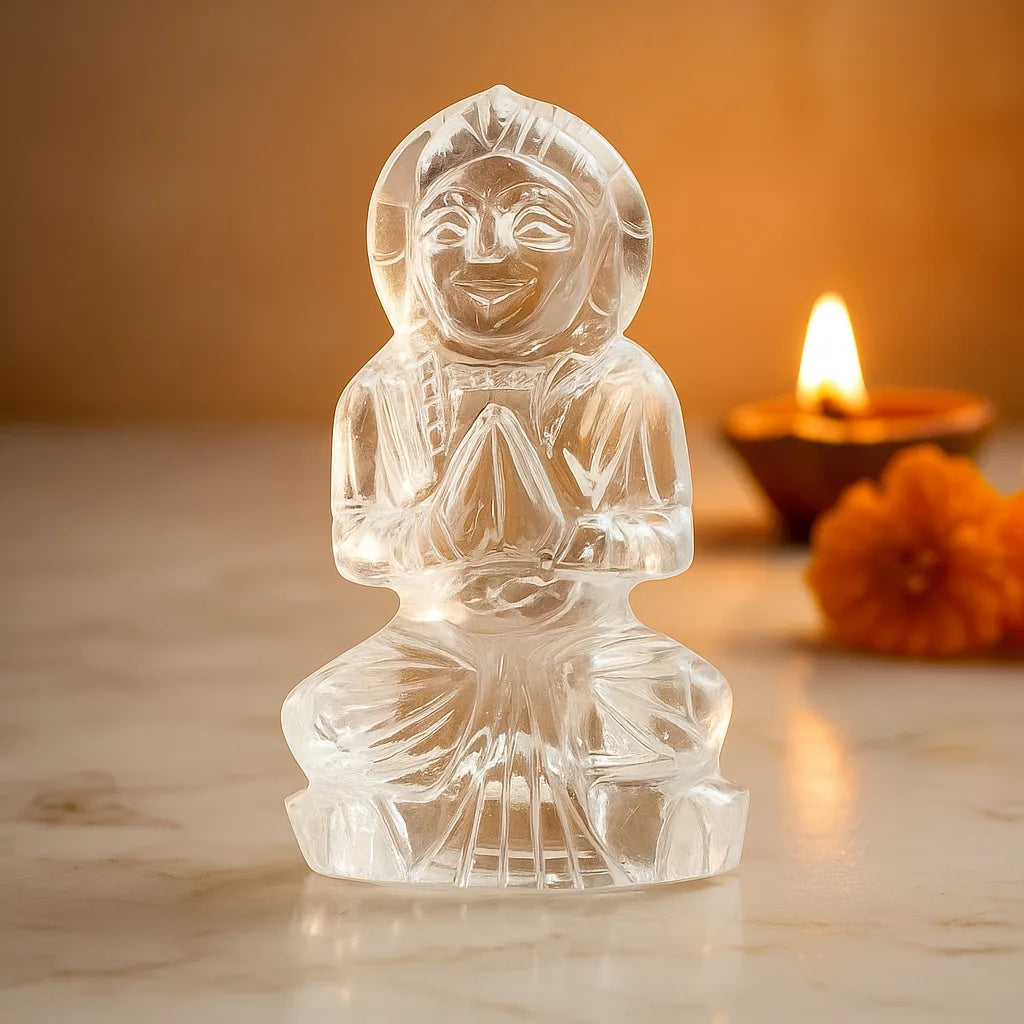 Sphatik Lakshmi Mata Idol Crystal Goddess Statue for Puja Mandir Prosperity Blessings Decor