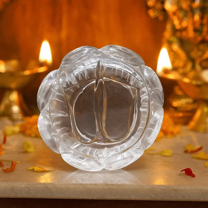Sphatik Lakshmi Charan Paduka Crystal Footprints for Puja Mandir Worship Spiritual Blessings Decor