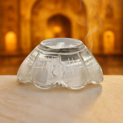 Sphatik Lakshmi Charan Paduka Crystal Footprints for Puja Mandir Worship Spiritual Blessings Decor