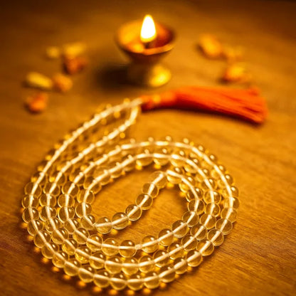 Original Sphatik Mala 108 Beads Clear Quartz Crystal Japa Mala for Meditation Prayer
