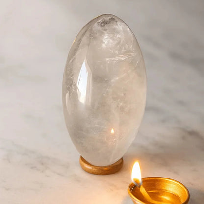 Sphatik Crystal Shiva Lingam for Puja Meditation Vastu Home Temple Spiritual Worship