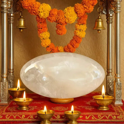 Sphatik Crystal Shiva Lingam for Puja Meditation Vastu Home Temple Spiritual Worship