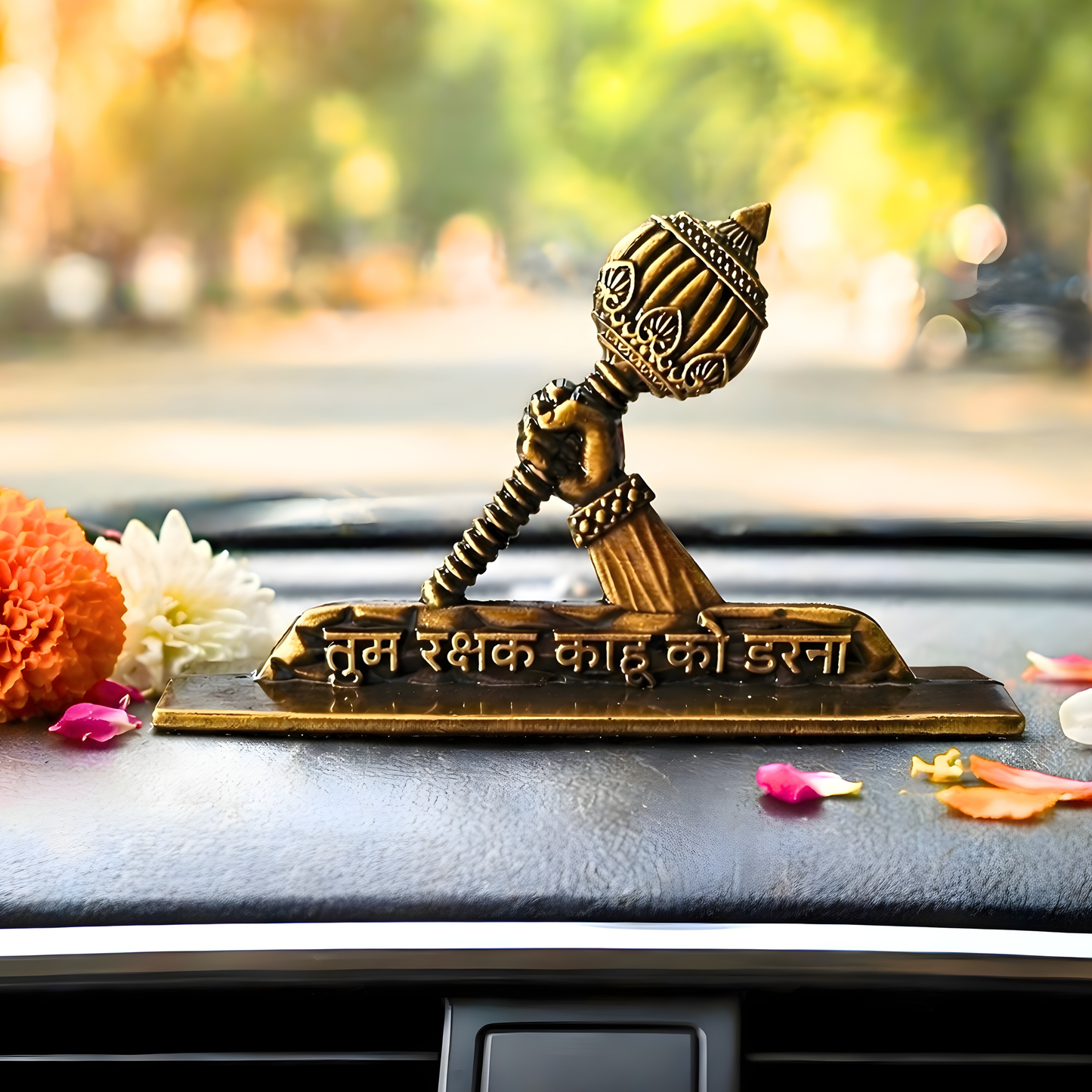 Hanuman Gada Dashboard Idol with Tum Rakshak Kahu Ko Darna