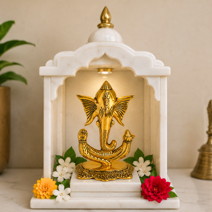 Brass Lord Ganesha Idol for Home Decor | Ganesh Murti for Home Temple, Office Desk