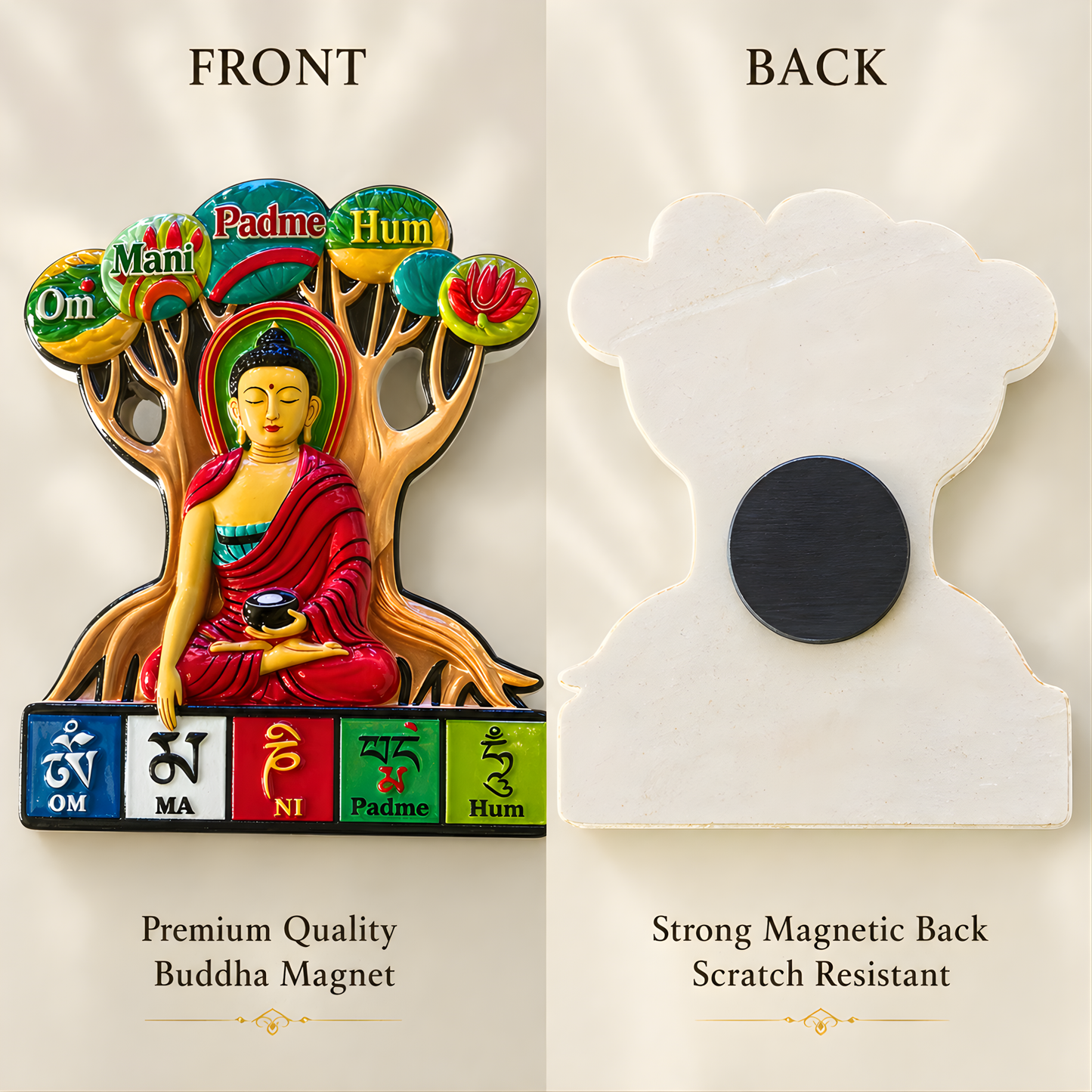 Buddha Om Mani Padme Hum Fridge Magnet | Tibetan Mantra Souvenir