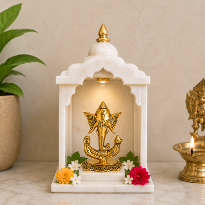 Brass Lord Ganesha Idol for Home Decor | Ganesh Murti for Home Temple, Office Desk