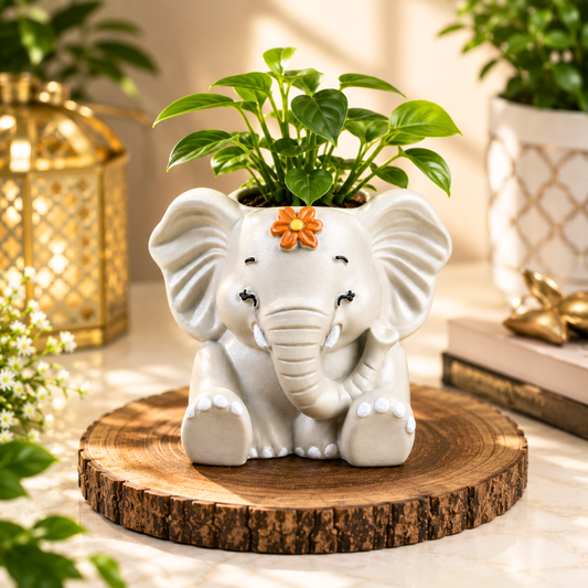 Cute Elephant Flower Pot | Baby Elephant Flower Vase for Indoor Plants, Aesthetic Cute Showpiece for Home Decor