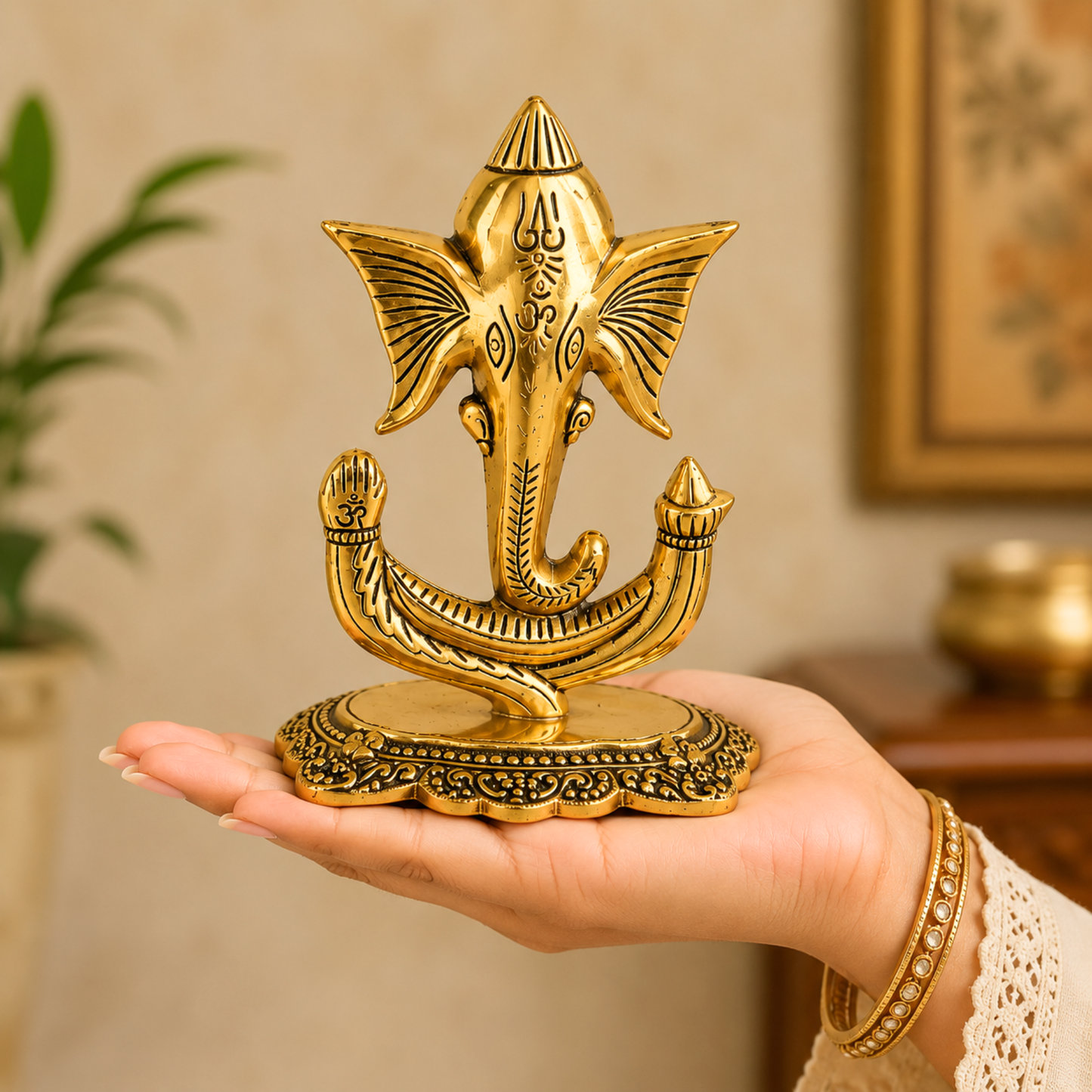 Brass Lord Ganesha Idol for Home Decor | Ganesh Murti for Home Temple, Office Desk