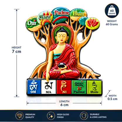 Buddha Om Mani Padme Hum Fridge Magnet | Tibetan Mantra Souvenir