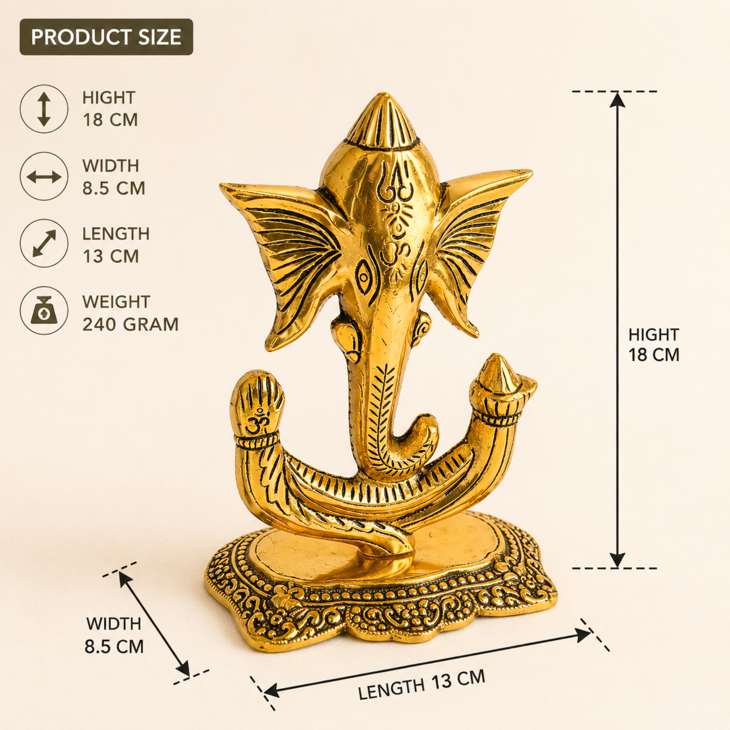 Brass Lord Ganesha Idol for Home Decor | Ganesh Murti for Home Temple, Office Desk