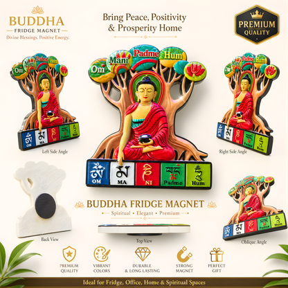 Buddha Om Mani Padme Hum Fridge Magnet | Tibetan Mantra Souvenir