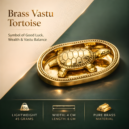 Brass Vastu Tortoise | Feng Shui Turtle on Plate | Good Luck Home Decor