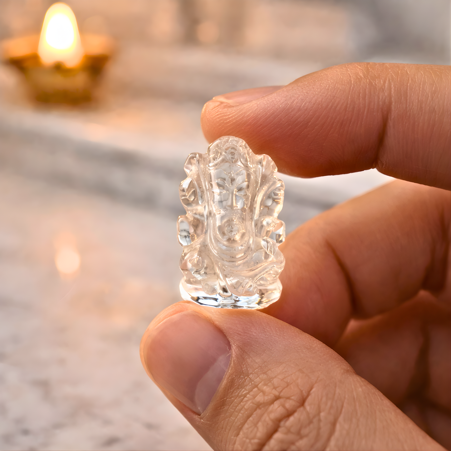 Sphatik Ganesh Idol Crystal Ganesha Murti for Puja Mandir Decor Spiritual Blessings Home
