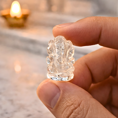 Sphatik Ganesh Idol Crystal Ganesha Murti for Puja Mandir Decor Spiritual Blessings Home