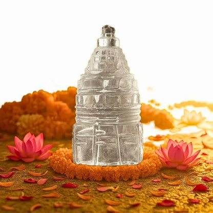 Sphatik Shree Yantra Crystal Meru for Puja Vastu Meditation Home Temple Decor