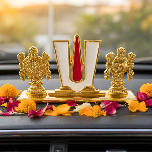 Tirupati Balaji Namam Dashboard Idol | Vishnu Tilak Car Dashboard Statue with Shankh Chakra for Car, Home Mandir, Office & Spiritual Decor