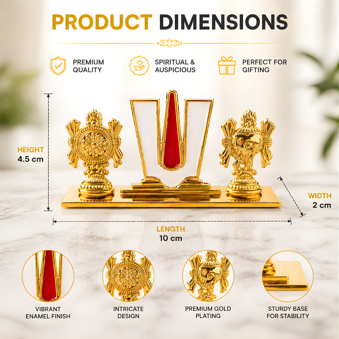 Tirupati Balaji Namam Dashboard Idol | Vishnu Tilak Car Dashboard Statue with Shankh Chakra for Car, Home Mandir, Office & Spiritual Decor