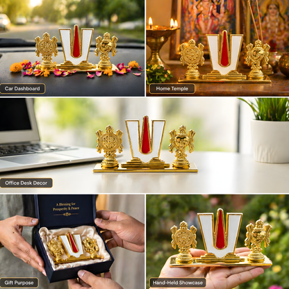 Tirupati Balaji Namam Dashboard Idol | Vishnu Tilak Car Dashboard Statue with Shankh Chakra for Car, Home Mandir, Office & Spiritual Decor