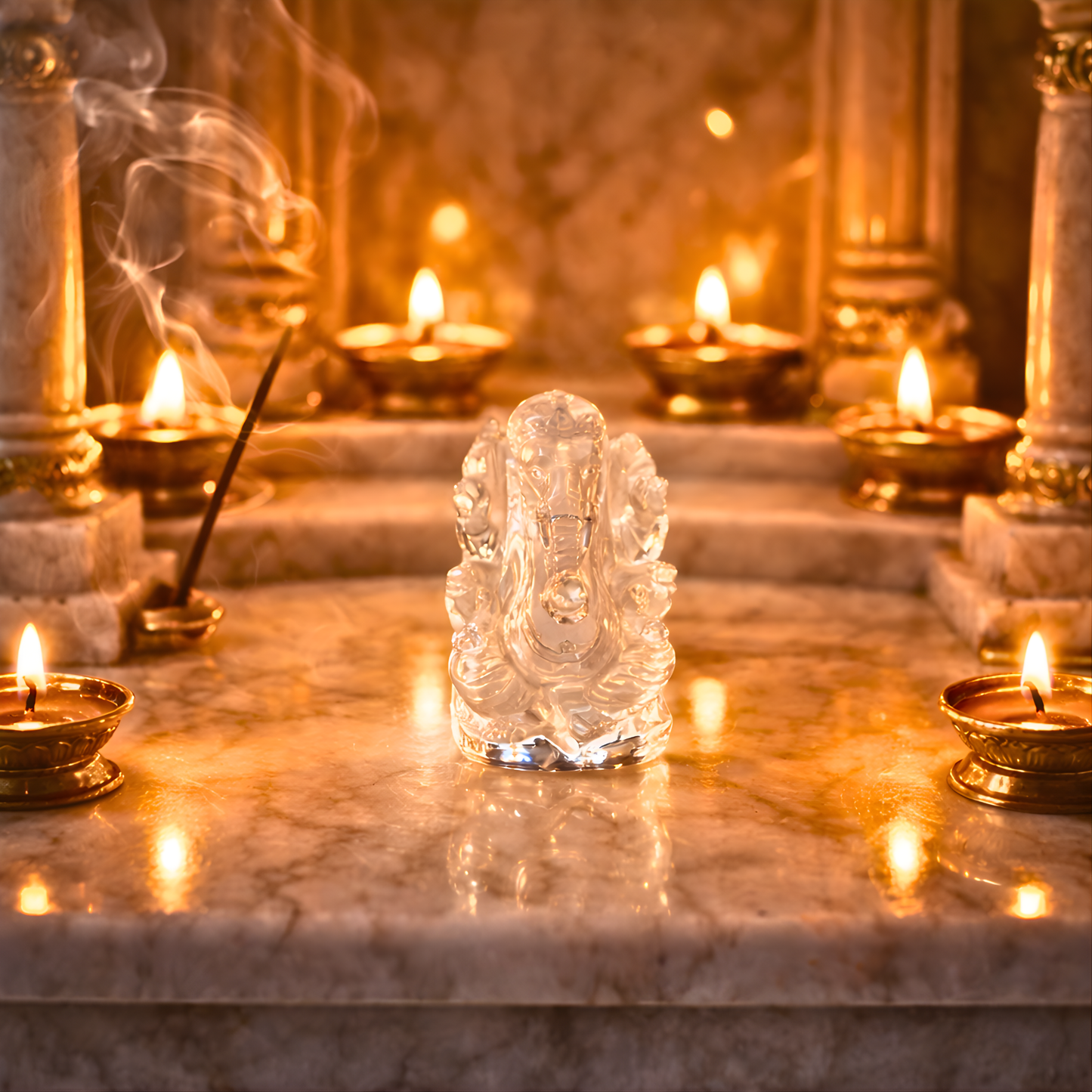 Sphatik Ganesh Idol Crystal Ganesha Murti for Puja Mandir Decor Spiritual Blessings Home