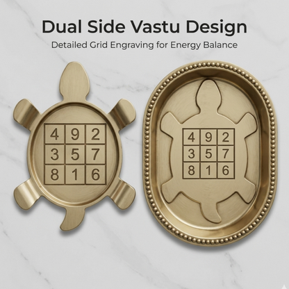 Brass Vastu Tortoise | Feng Shui Turtle on Plate | Good Luck Home Decor