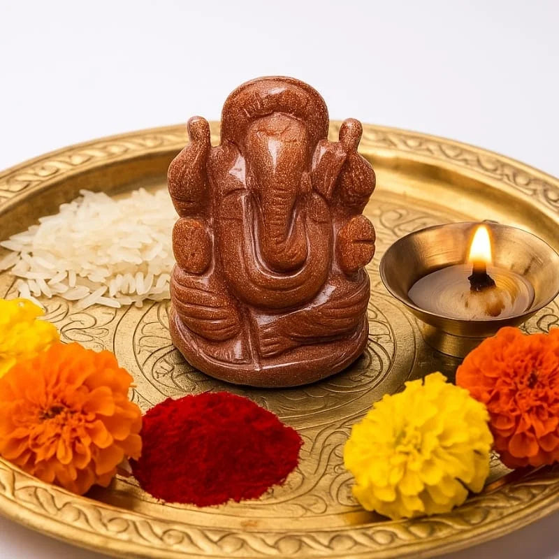 Sunstone Ganesha Murti for Home Temple