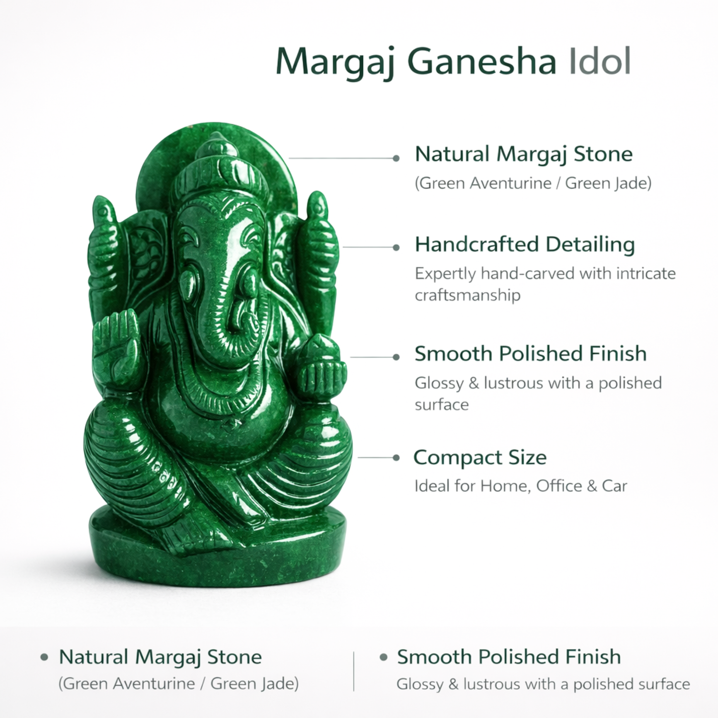 Margaj Ganesha Idol for Home Decor Puja Mandir Office Desk Gift