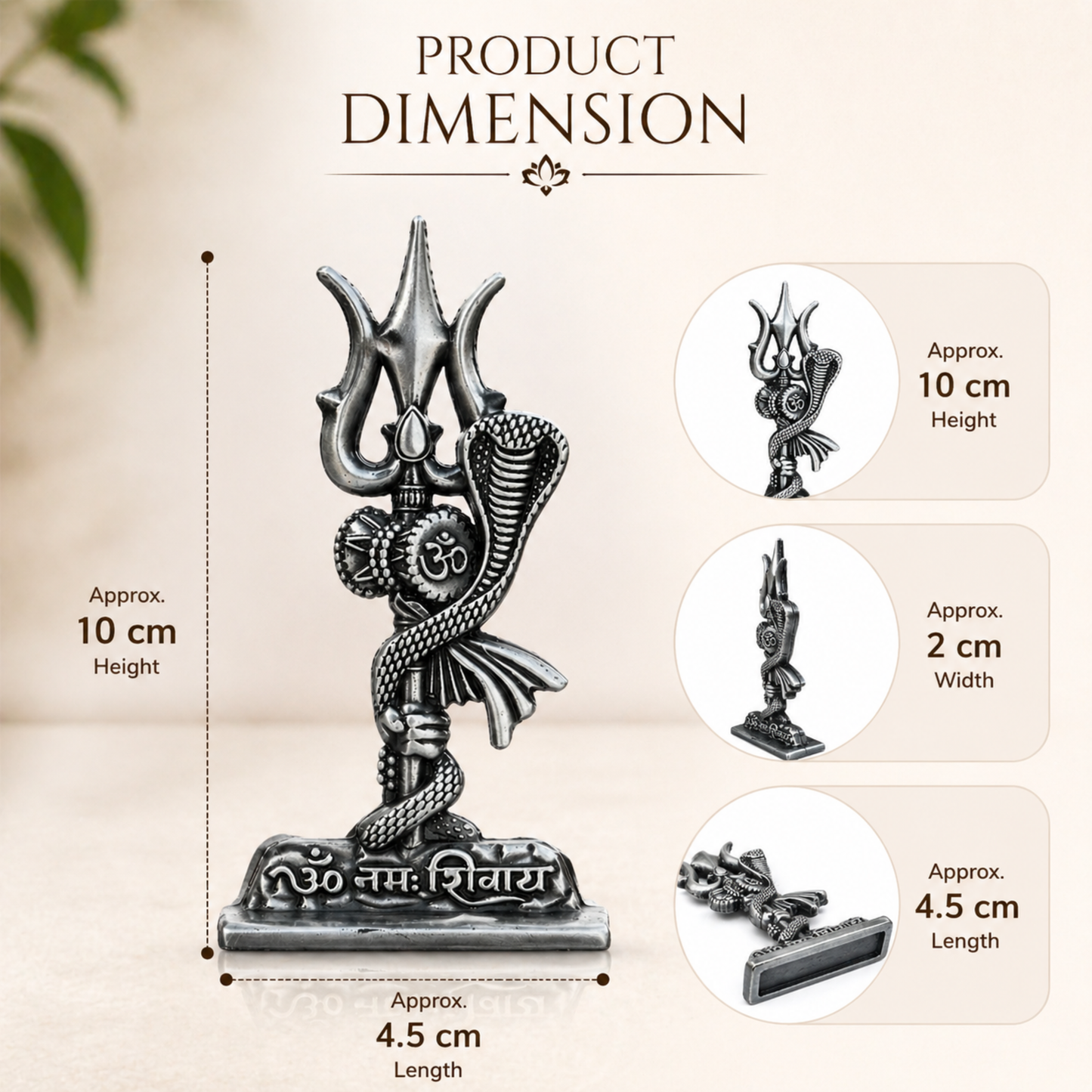 Trishul Damru Om Dashboard Idol with Naag – Lord Shiva Spiritual Dashboard Decor