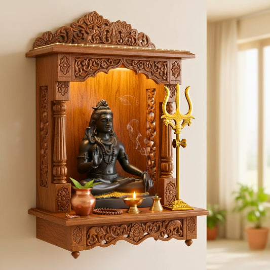 Premium Brass Trishul with Damru Stand