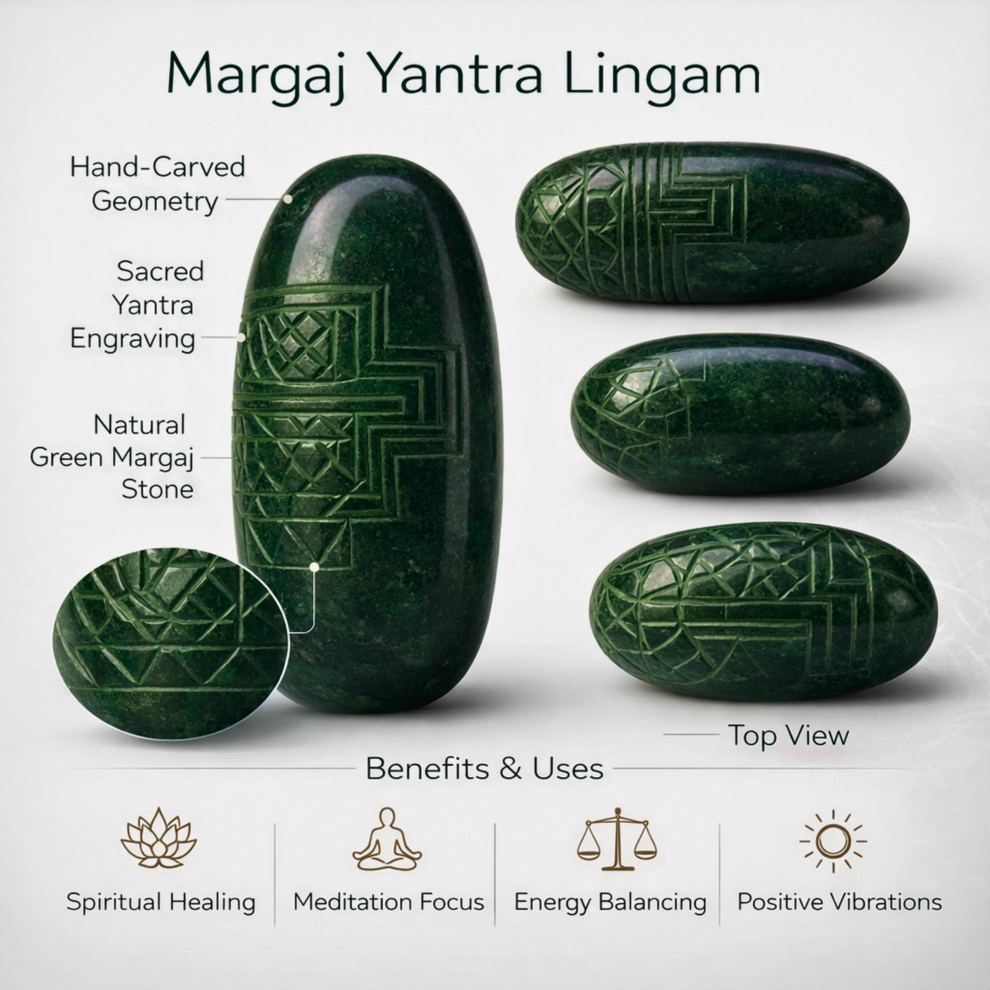 Margaj Shivling with Sacred Yantra Engraving for Shiva Puja Meditation Vastu Spiritual Worship