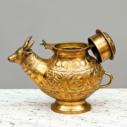 Brass Gomukh Shringi Pot | Cow Shaped Abhishek Kalash for Shivling Jal Dhara