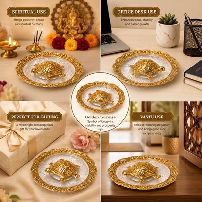 Brass Vastu Tortoise Plate | Feng Shui Turtle for Luck & Wealth