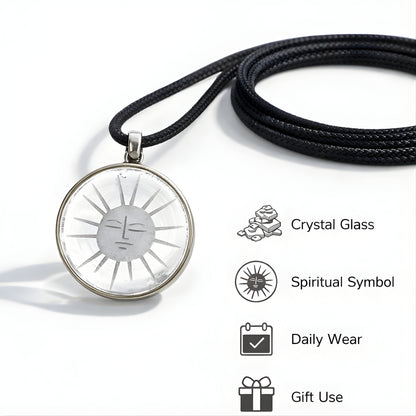 Minimalist Sun Face Glass Pendant Necklace