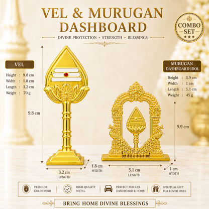 Murugan Vel Combo Dashboard Idol for Car and Home Mandir
