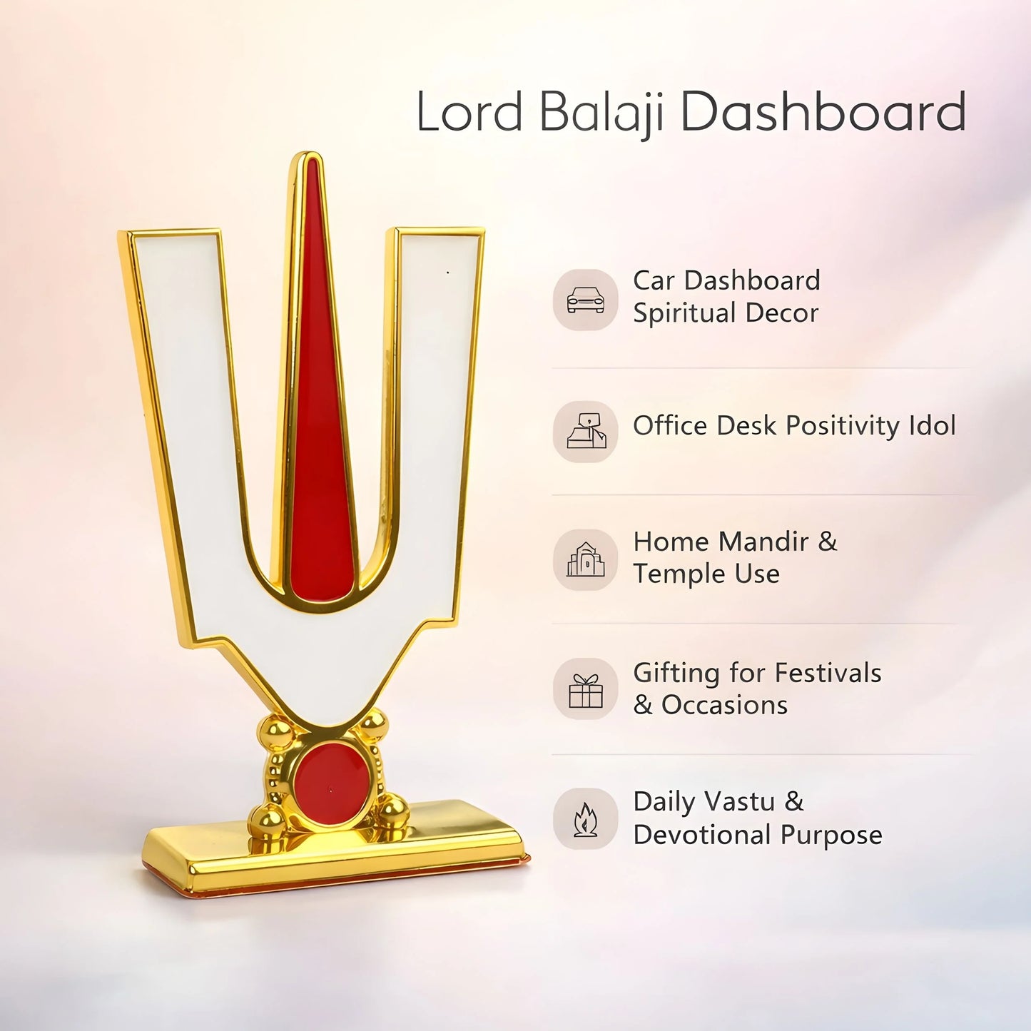 Sri Vaishnava Namam Tilak Dashboard Idol for Car Mandir Office Spiritual Decor
