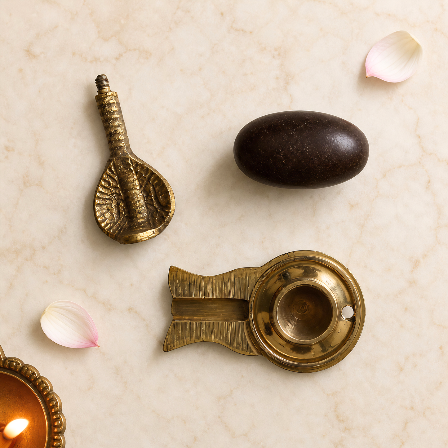 Handcrafted Brass Shivling Pooja Set with Nag Cobra & Decorative Plate | Sawan Pooja, Temple Decor & Spiritual Gift