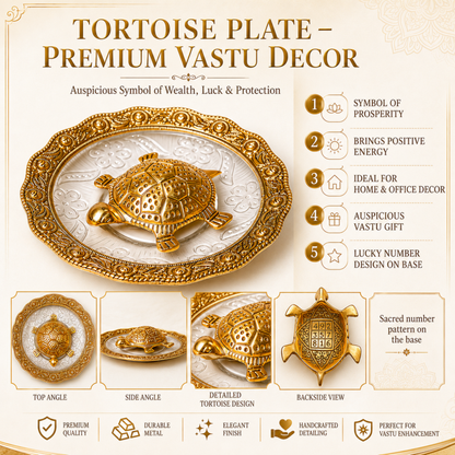 Brass Vastu Tortoise Plate | Feng Shui Turtle for Luck & Wealth