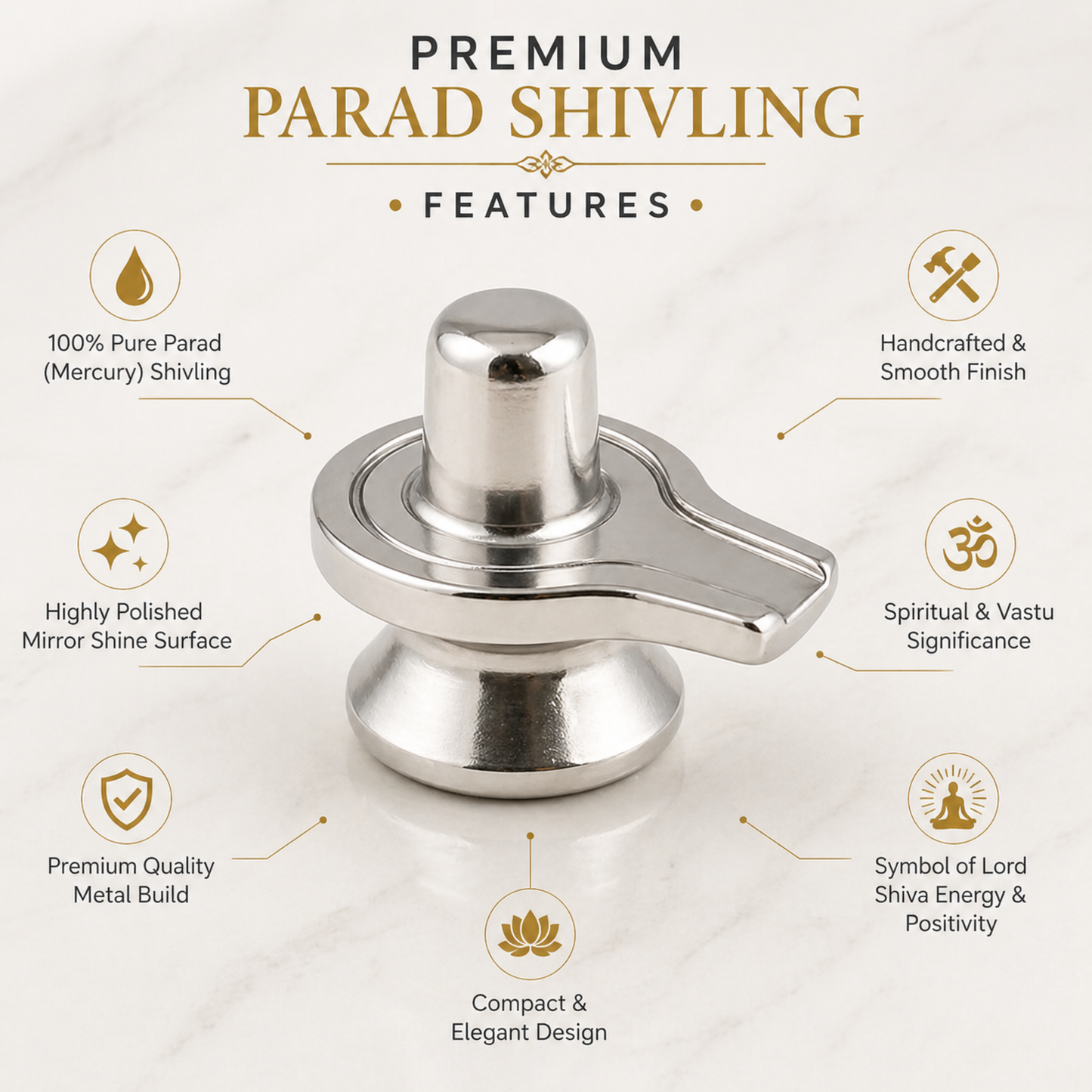 Parad Shivling with Yoni Base for Puja Abhishekam Home Mandir Shiva Worship